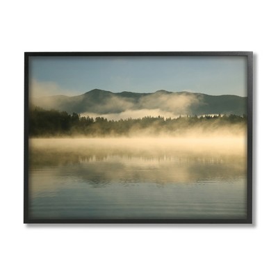 Stupell Industries Misty Lake Mountain Range Scenery Framed Giclee Art