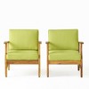 VYNXARIA Green Acacia Wood Club Chairs Set of 2 - Stylish Outdoor Seating with Slat Panel Design - 2 of 4
