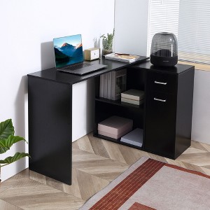 NicBex Home Office Desk L-Shape Morden Corner Desk with Shelves, Drawer and Cabinet Rotating Writing Desk for Office, Study, Living Room - 1 of 4