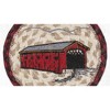 Earth Rugs Round Covered Bridge Coaster – 7"x7" Braided Jute, Rustic Scenic Design, Hand-Stenciled Country Charm - 3 of 3