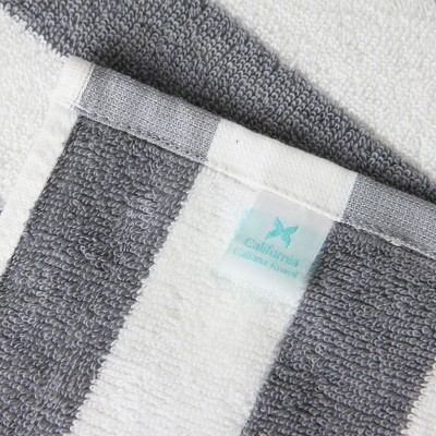 Oversized Light Grey and White Cotton Striped Beach Towels - 4 Pack