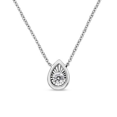 10K White Gold 1/10 Cttw Miracle Set Round-Cut Diamond Pendant Necklace