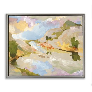 Stupell Industries Abstract Mountain Reflection Painting Floating Frame Canvas Art - 1 of 4