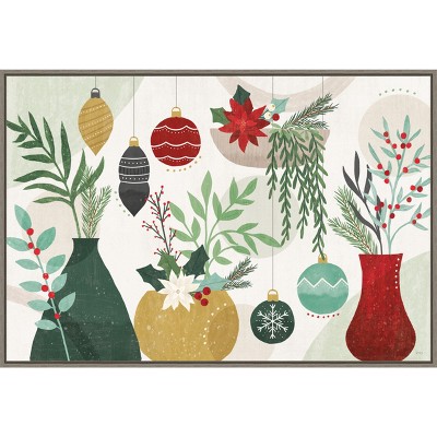 Amanti Art Deco Holiday Vases I by Veronique Charron Canvas Wall Art Print Framed 33-in. x 23-in.