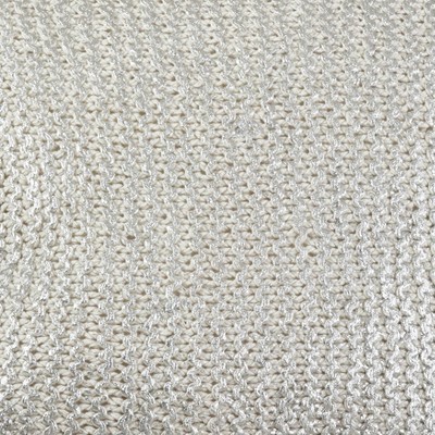 Ivory Knitted Cotton Throw Pillow with Metallic Foil 27"