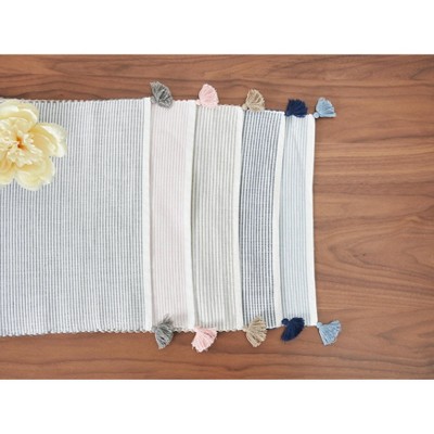 Gray Striped Fabric Rectangle Placemat Set of 6