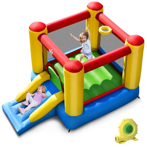Inflatable Bouncer With Air Blower And Jumping Castle With Slide 