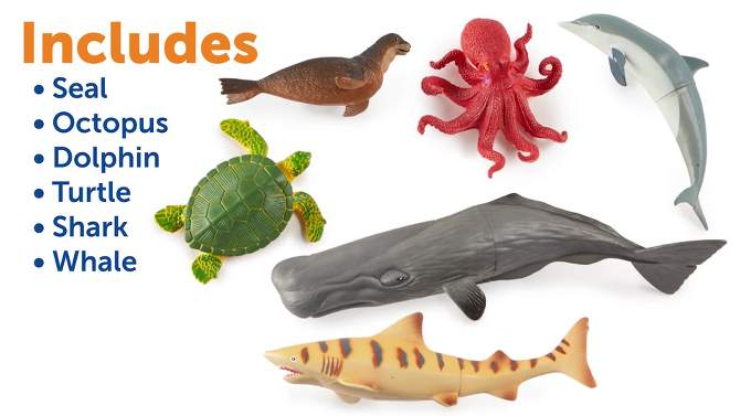 Learning Resources Jumbo Ocean Animals I Octopus, Whale, Shark, Sea Turtle, Seal, and Dolphin, 6 Animals, 2 of 8, play video
