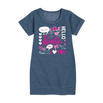 - Barbie - Valentine's Collage Graphic Short Sleeve Fleece Dress