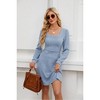 Womens Square Neck Long Sleeve Fall Dresses Casual Babydoll Sweater Dress - 2 of 4