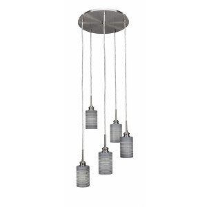 Toltec Lighting Edge 5 - Light Pendant in  Brushed Nickel with 4" Gray Matrix Shade - 1 of 1