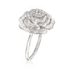Ross-Simons Sterling Silver Rose Ring With Diamond Accents - 3 of 4