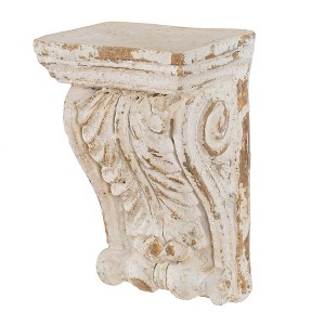 5.1 x 4.7 x 9.3" Antique Wall Shelf, Narrow Eave Decorative Shelf with Intricate Leaf & Animal Patterns, Elegant Wall Sculpture for Living Room - 1 of 4