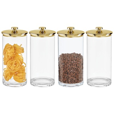 Mdesign Kitchen Airtight Apothecary Acrylic Canister Jar, Set Of 6,  Clear/white : Target