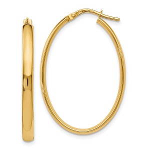 Black Bow Jewelry 3mm x 33mm (1 5/16 Inch) Polished 14k Yellow Gold Oval Tube Hoops - 1 of 4