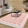 Indoor Tassel Area Rug for Bedroom Living Room - Washable Bordered Farmhouse Carpet, Non-Slip Soft Low Pile Stain-Resistant Mat - 4 of 4