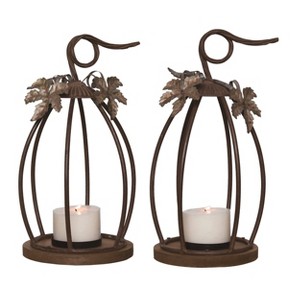 Transpac Metal Minimal Pumpkin Candle Holder Set of 2 Fall/Harvest Home Decorations - 1 of 1