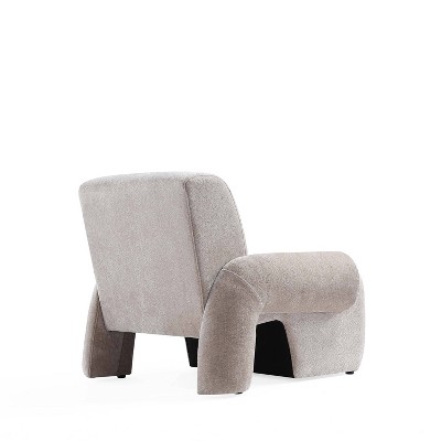 Beige Chenille Upholstered Accent Chairs with Pine Wood Base, Set of 2