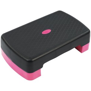 Fitvids 18" Workout Aerobic Stepper Platform with Adjustable Risers, Black/Pink - 1 of 4