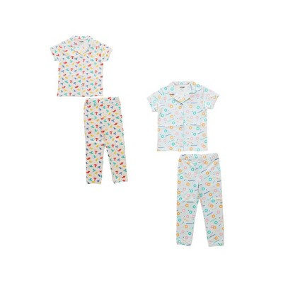 Ola! Otter 2 Pack Half Sleeve Nightsuit - Free Float & Gummy Birds - Blue & White - 2-3 Y