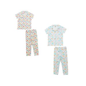Ola! Otter 2 Pack Half Sleeve Nightsuit - Free Float & Gummy Birds - Blue & White - 2-3 Y - 1 of 4