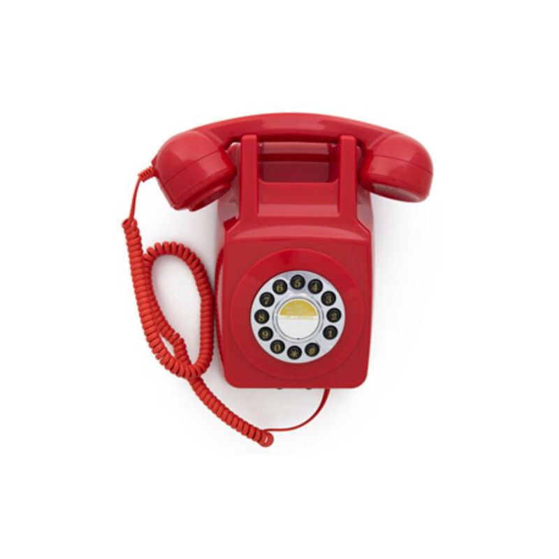 GPO Retro GPO746WRED 746  Wall Mount Push Button Telephone - Red, 1 of 7