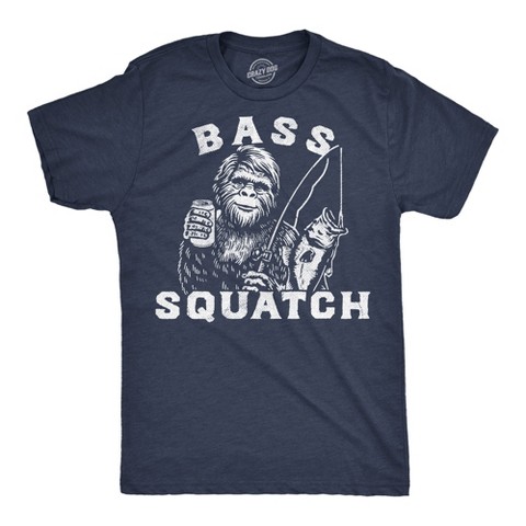 Мужские футболки Crazy Dog T-Shirts, Inc. Mens Funny T Shirts Bass Squatch Sarcastic Bigfoot Fishing Graphic Novelty Tee for Men - Crazy Dog Men's T Shirt For Fishers Navy XL