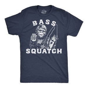 Mens Funny T Shirts Bass Squatch Sarcastic Bigfoot Fishing Graphic Novelty Tee for Men - Crazy Dog Men's T Shirt For Fishers - 1 of 4