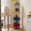 Colorful Cube Storage Bookshelf with 4 Metal Bins,Vertical Corner Organizer for Bedroom or Living Room,52.4'' Bookcase-Baofuwish - 3 of 4
