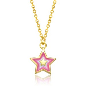 Guili 14K Gold Plated Necklace with Red & White Lucky Star Pendant Charm, a Delightful Jewelry Piece Symbolizing Fortune, Love & Elegance - 1 of 2