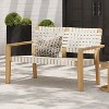Patio Club Chair Loveseat Outdoor 2-Seater Sofa Armchair Outdoor Accent Chair, Acacia Wood&Woven Rope -ModernLuxe - 2 of 4