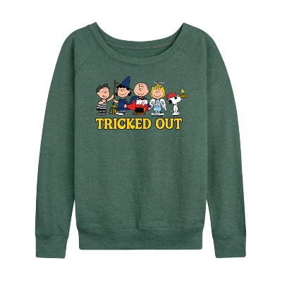 Women's - Peanuts - Tricked Out Lightweight French Terry Wide Neck Long Sleeve Shirt