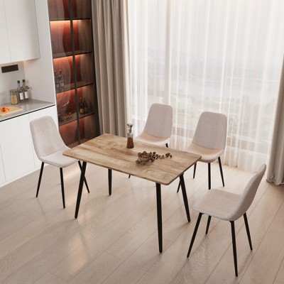NicBex Dining Table Set for 4 Modern Dining Table with Wooden Tabletop, Metal Legs and 4 Padded Chairs for Dining Rooms