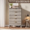 Fluted Dresser for Bedroom with 5 Deep Drawers, 47.2 in Tall Chest of Drawers with Faux Marble Top, Curved Profile Design, Modern Wooden Dresser - 4 of 4