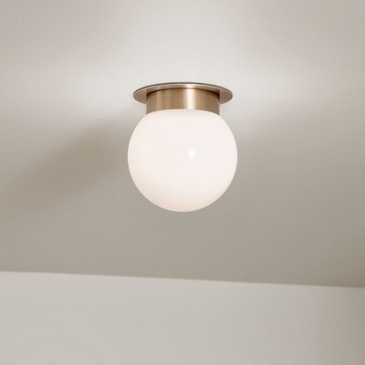 Champagne Bronze Globe LED Flush Mount with Opal Glass