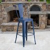 Emma and Oliver Commercial Grade 4 Pack 30" High Distressed Metal Indoor-Outdoor Barstool with Back - image 2 of 4