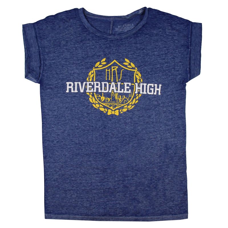 Riverdale Juniors High School Logo Burnout T-Shirt (X-Large) Adult Blue, 4 of 5