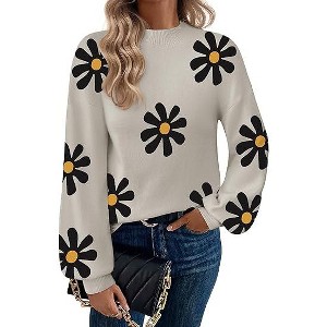 Zeagoo Sweaters for Women Fall Fashion 2025 Trendy Long Sleeve Turtleneck Pullover Lantern Knit Sweater Tops - 1 of 4