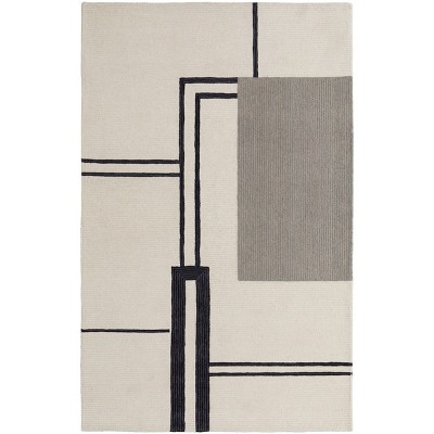 Maguire Transitional Abstract Ivory/Gray/Black Area Rug