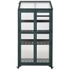 62" H Patio Wood Greenhouse, Balcony Portable Cold Frame with Wheels and Adjustable Shelves for Outdoor Indoor Use - ModernLuxe - 2 of 4