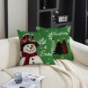 Christmas Pillow Covers 18x18 Set of 2 Let it Snow Snowman Christmas Trees Xmas Green - 3 of 4