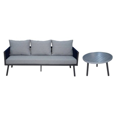 Spring Valley Sofa & Coffee Table 2pc Set - Blue - Courtyard Casual