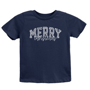 Merry Christmas Varsity Checkered - Youth Short Sleeve Graphic T-Shirt - 1 of 3