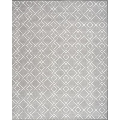 Modern Geometric Silver Synthetic 8' x 10' Easy-Care Rug