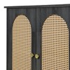 NicBex Buffet Cabinet with Storage Space Accent Cabinet for Living Room 3-Door Sideboard with Artificial Rattan Doors and Metal Handles - 4 of 4