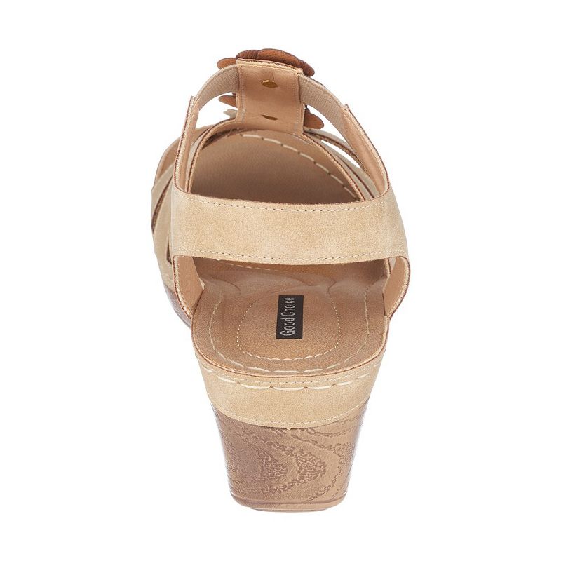 GC Shoes Beck Elastic Flower Comfort Slingback Wedge Sandals, 3 of 6
