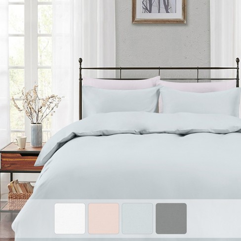 400 Thread Count 100 Cotton Light Grey 3 Piece Duvet Cover Full