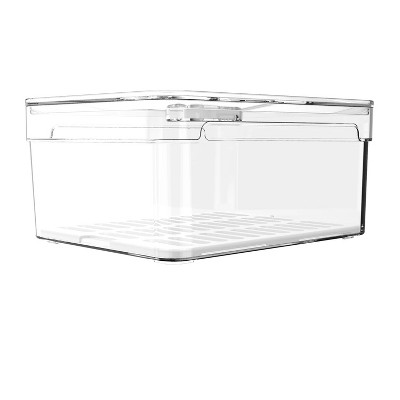 OU Fridge Organizer Bin with Drain Tray & Vented Lid, 2.3qt Clear Stackable Refrigerator Storage Bin, Produce Kitchen Storage Container, BPA Free — фото 4