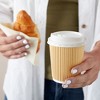 Juvale 50 Pack Disposable Small Coffee Cups 8 oz, Kraft Paper Insulated, Ripple, Coffee Cups To Go with Lids and Stirring Straws (150 Total Pcs) - 3 of 4