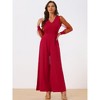 Allegra K Women's Elegant V Neck Mesh Long Sleeve Loose Wide Leg Party Jumpsuits - 3 of 4